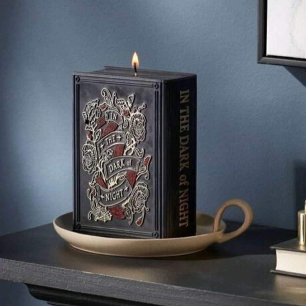 Witchy Spooky Threshold 6" Book of Spells Black Candle - In The Dark Of Night